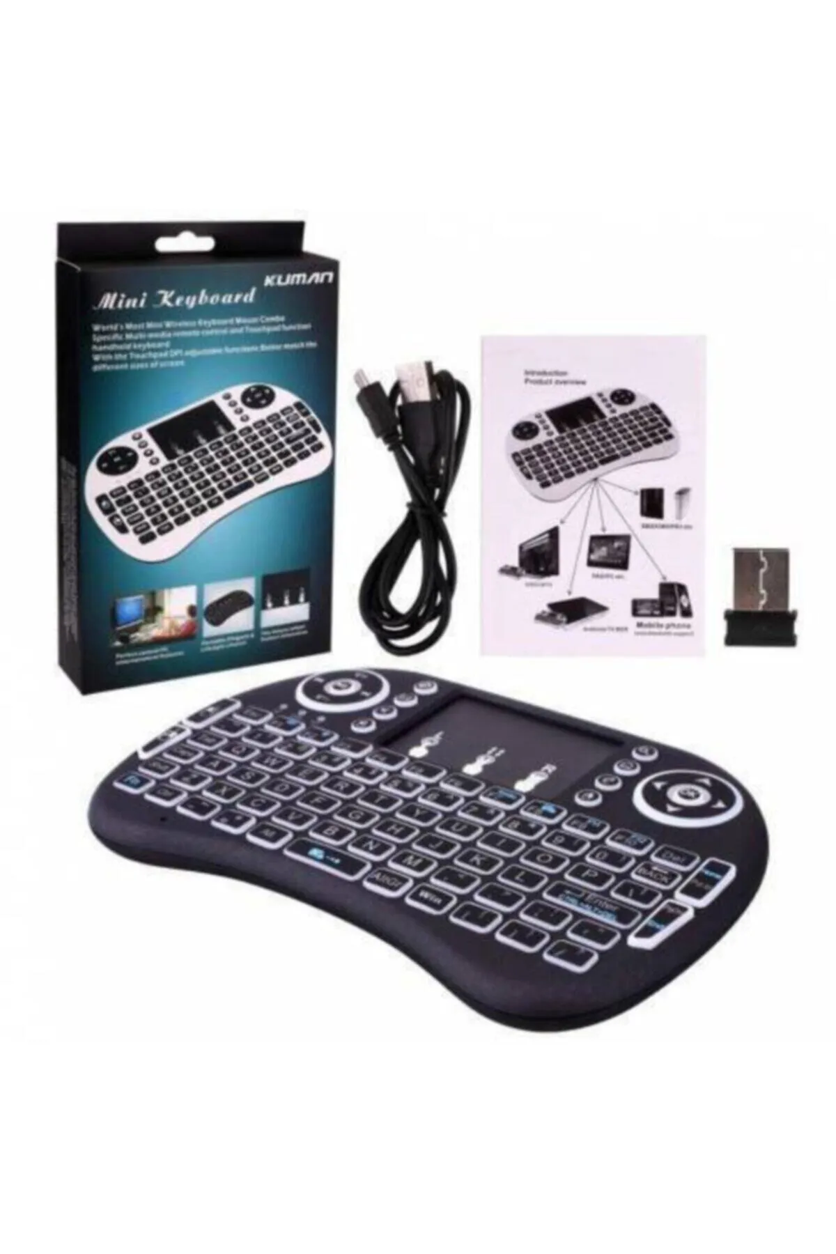 Zengin Hediyeler Işıklı Mini Klavye Wireless Keyboard 2.4 Ghz Kablosuz Smart Tv Box Ps3 Uyumlu Kablosuz Dokunmatik