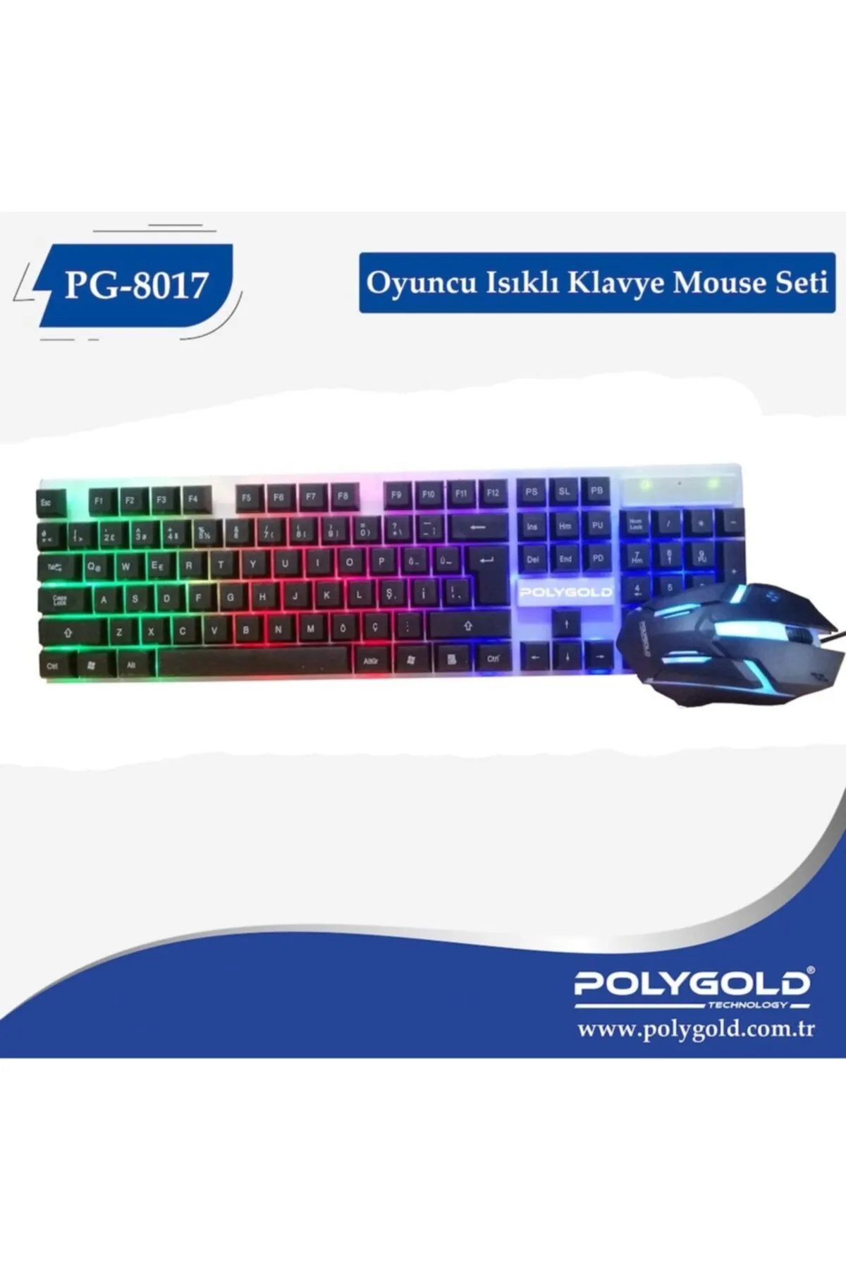 Dynego Işıklı Oyuncu Klavye+mouse Seti Gaming Set Pg 8017