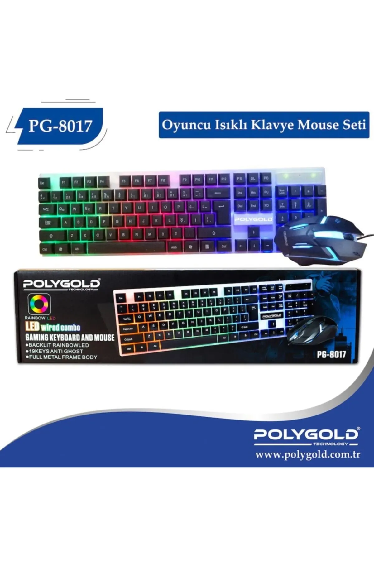 Dynego Işıklı Oyuncu Klavye+mouse Seti Gaming Set Pg 8017