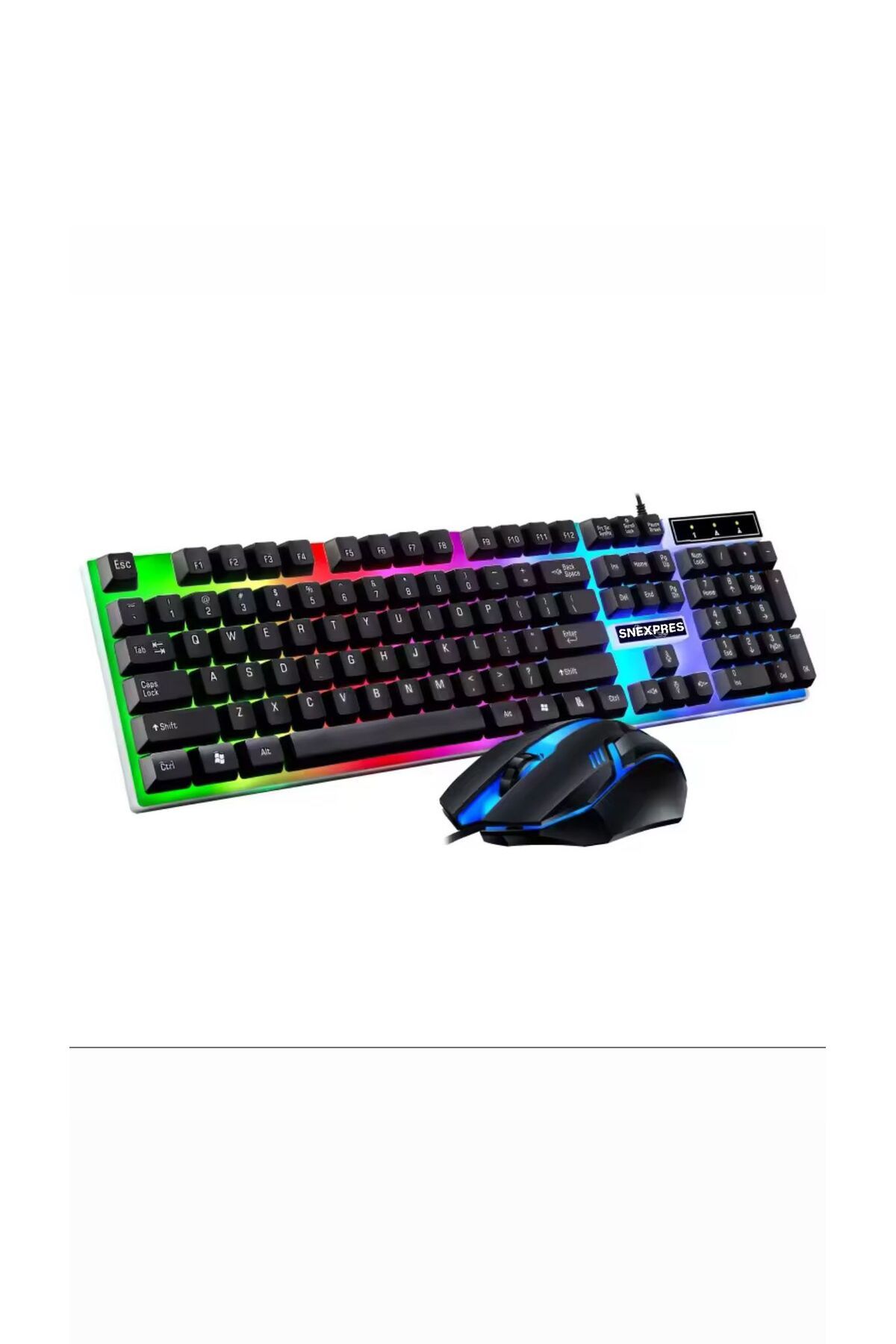 SNEXPRES Işıklı Q Klavye - Mouse - Rgb Aydınlatmalı Türkçe Klavye- Oyuncu Klavyesi