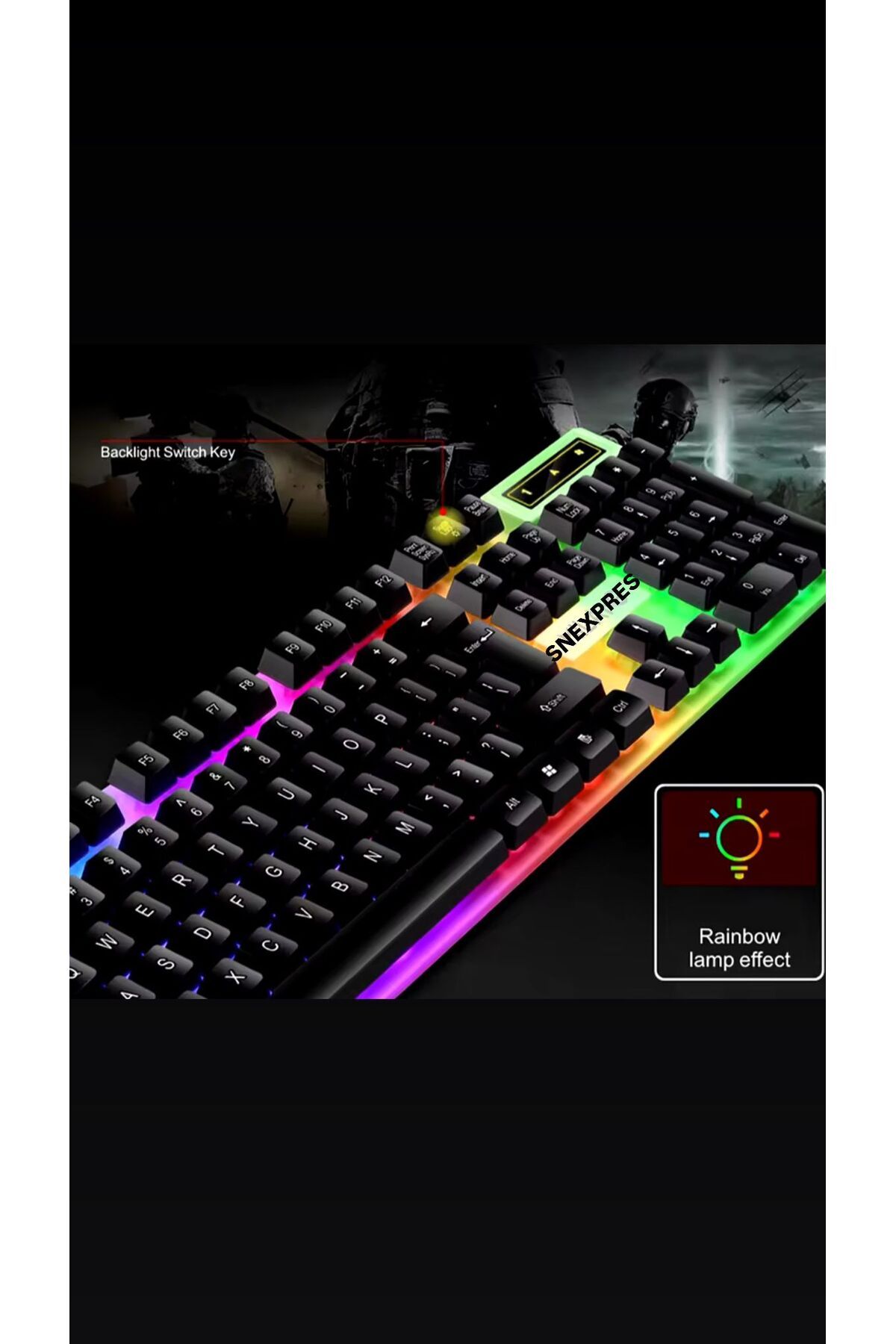 SNEXPRES Işıklı Q Klavye - Mouse - Rgb Aydınlatmalı Türkçe Klavye- Oyuncu Klavyesi