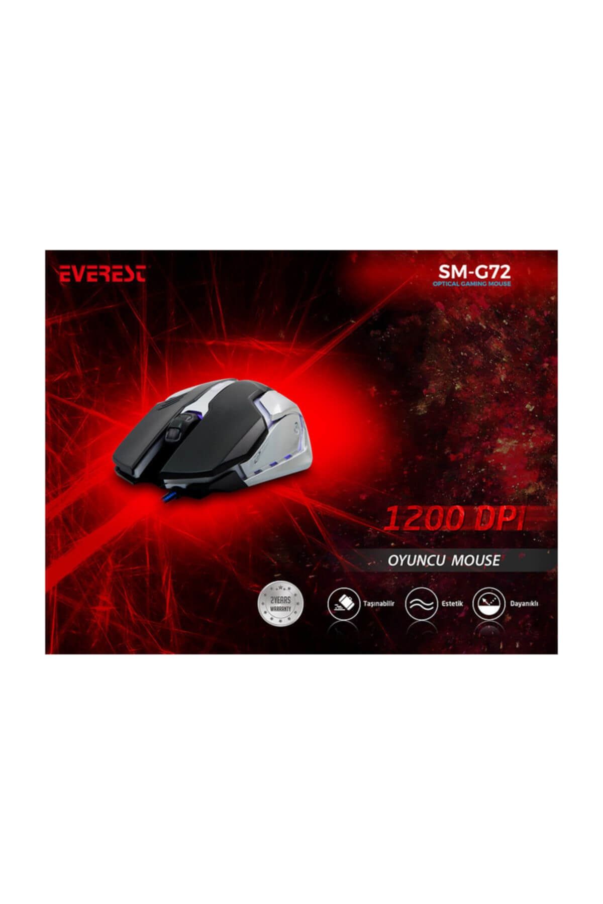 Everest Işıklandırmalı Gaming Pro Sm-g72 Usb Siyah Gümüş Mouse 7 Renk