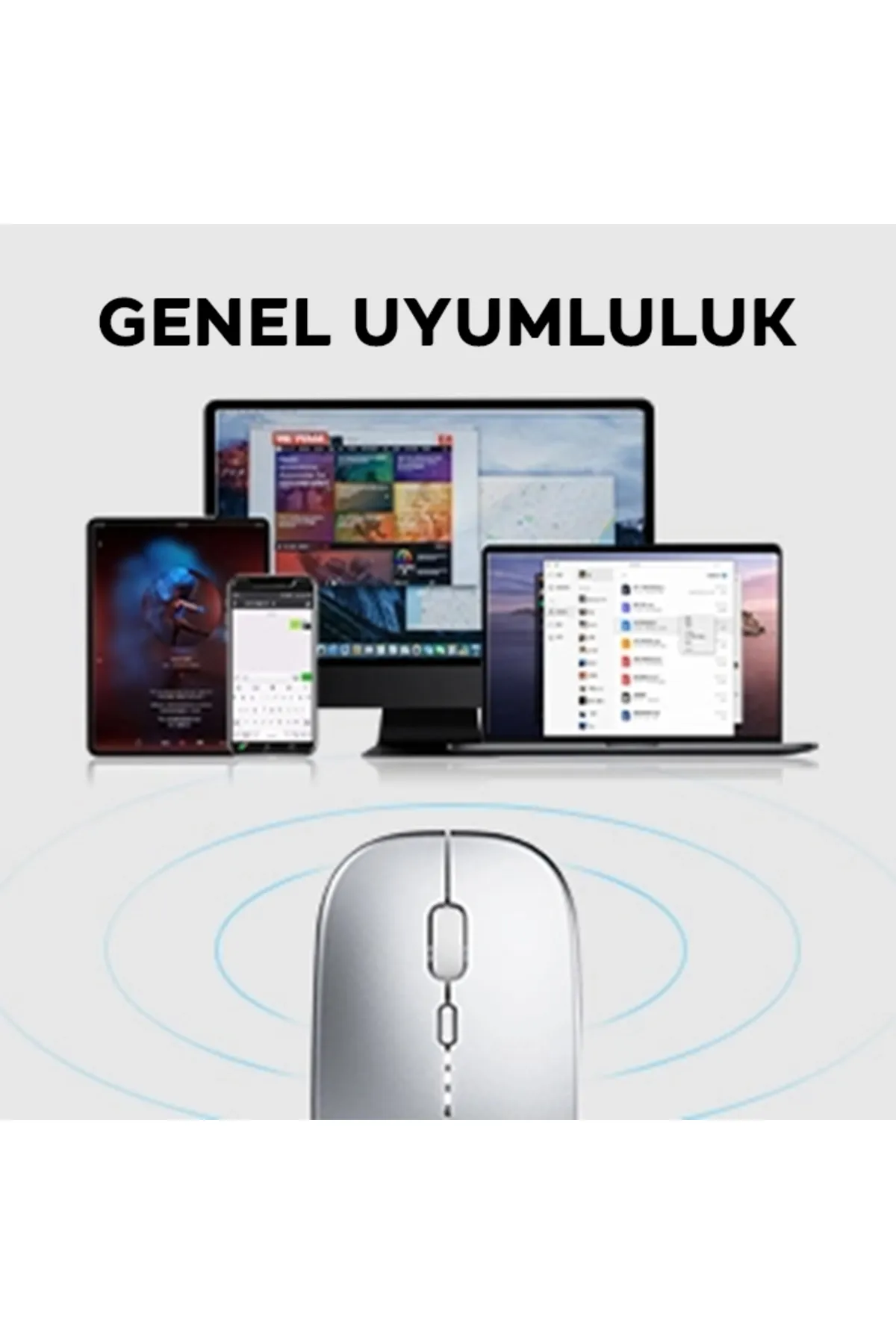 INPHIC İNPHİC M1P Kablosuz Fare, Şarj Edilebilir Sessiz Kullanım Ultra İnce 2.4G USB Mouse GÜMÜŞ