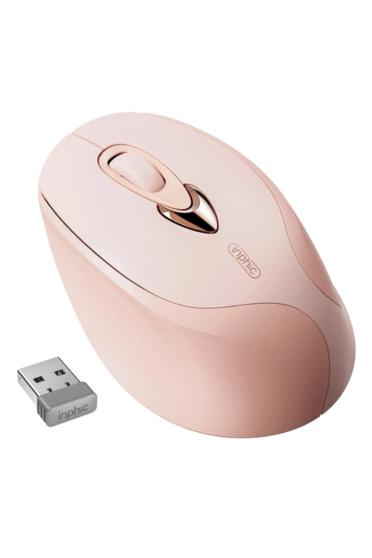 INPHIC İNPHİC M8 Kablosuz Fare, Şarj Edilebilir Sessiz Kullanım 2.4G USB Mouse PEMBE