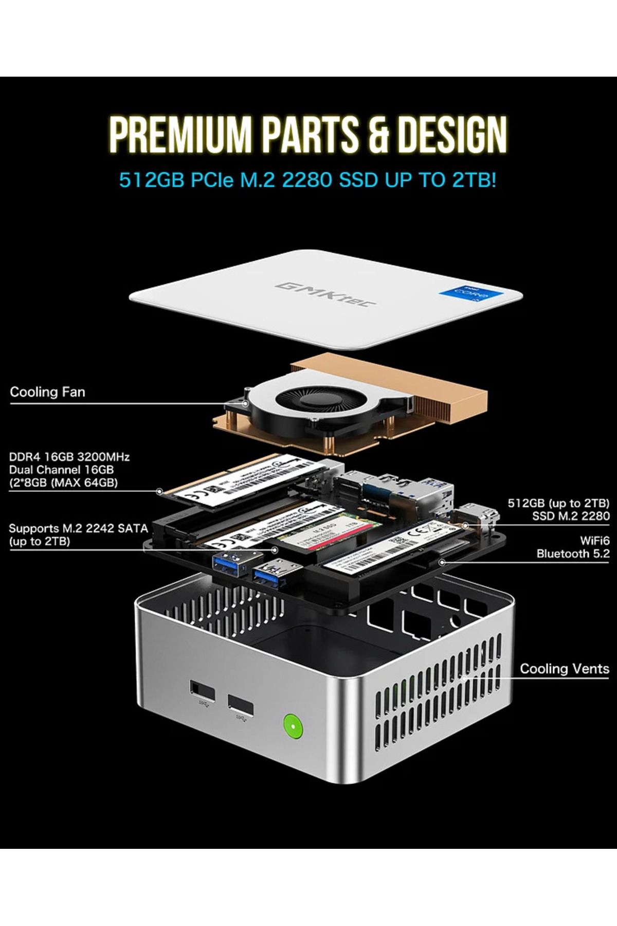 GMKtec Intel 12th Core i5 12450H Mini PC--NucBox M3