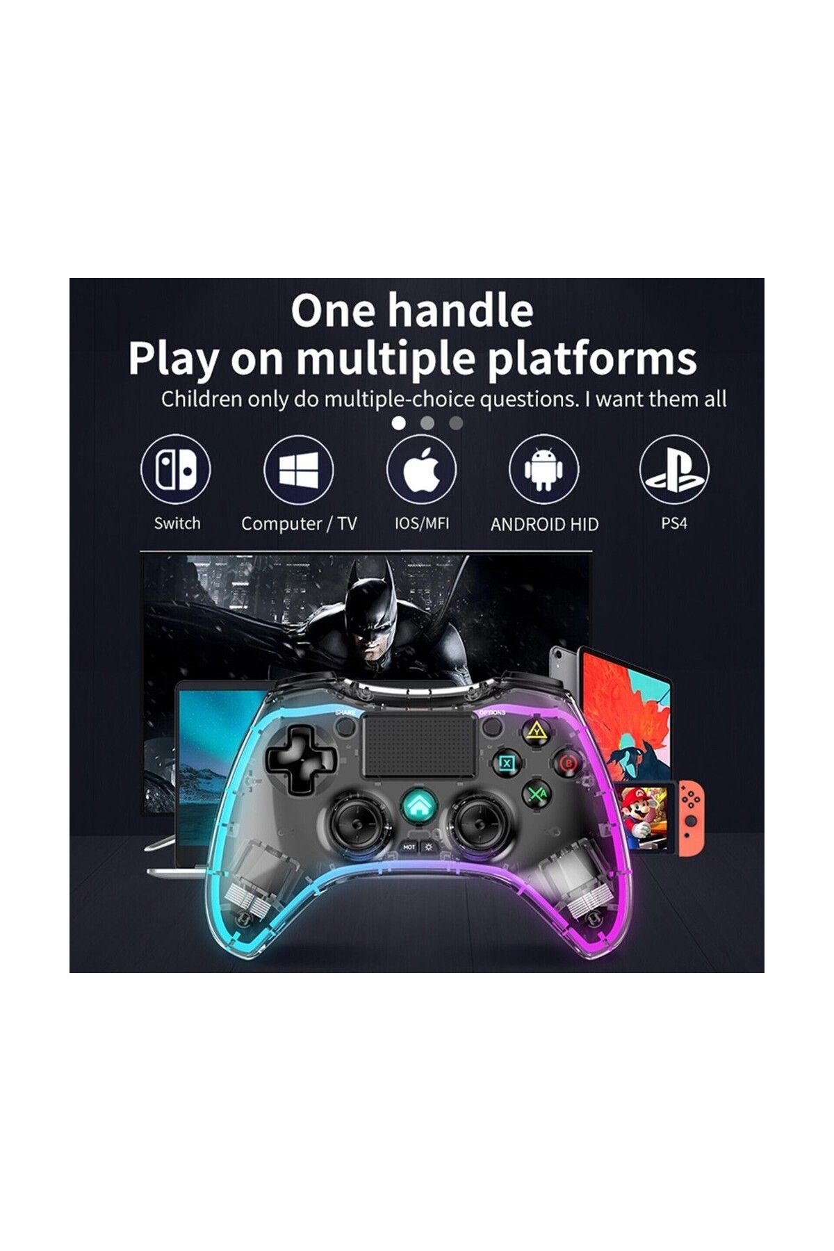 Soylu elektronik IOS ipad iphone Gamepad Oyun Kablosuz Gamepad Telefon/android/ıos/pc/ps4/tv Box Uyumlu Oyun Kolu RGB