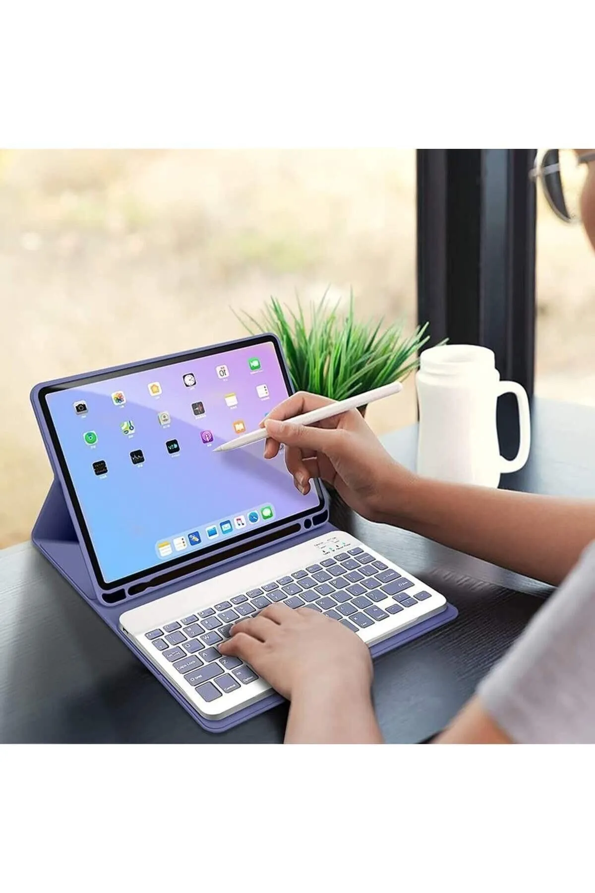 Fogy Ipad Air 11 6/5/4 Nesil M1/m2 2024 Çipli Uyumlu Bluetooth Türkçe Q Klavyeli Kılıfı Tablet Değildir)