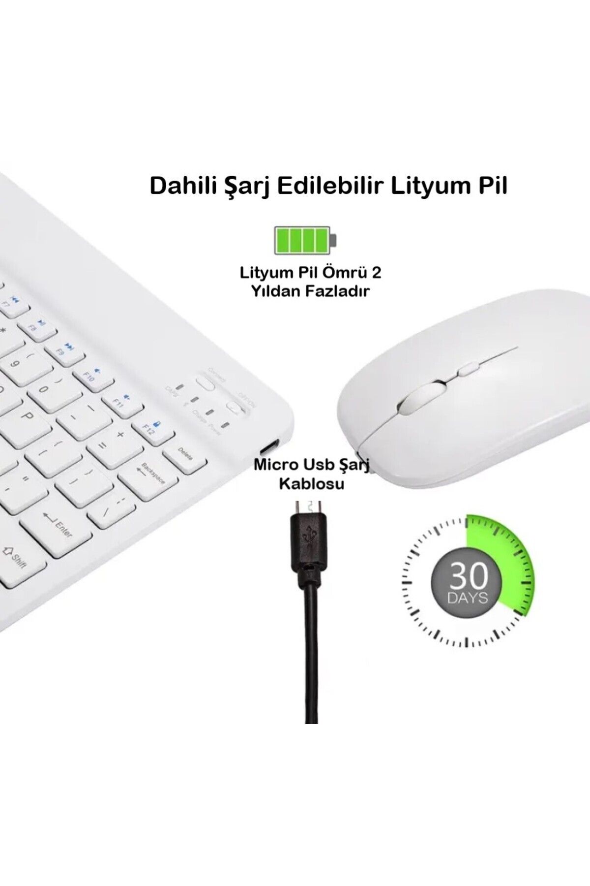 DUHALINE iPad Mini 7. Nesil 8.3" Tablet İçin Uyumlu Slim Şarjlı Türkçe Bluetooth Klavye ve Mouse Seti