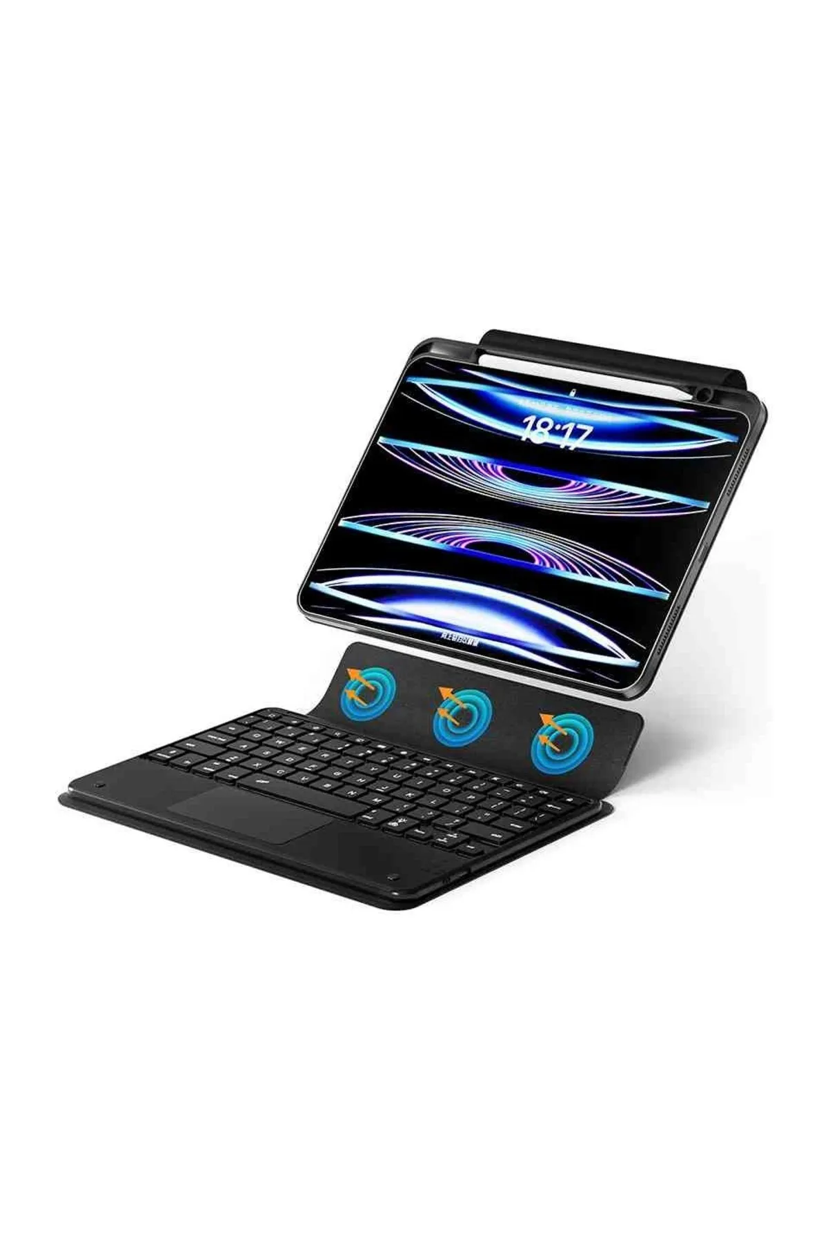 Fogy iPad Pro 11 M4 2024 Uyumlu Keyboard Bluetooh Bağlantılı Standlı Klavyeli Tablet Kılıfı