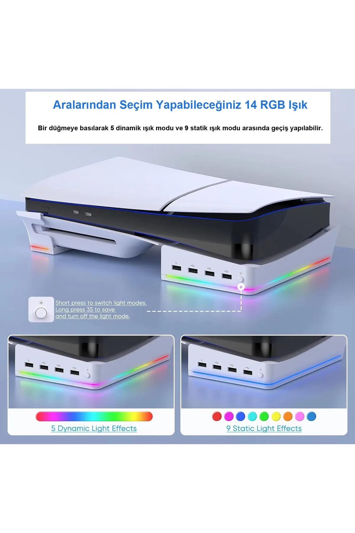 ipega İpega PS5 Slim Disk-PS5 Slim Dijital Uyumlu RGB Işıklı Yatay Stand-PG-P5S021