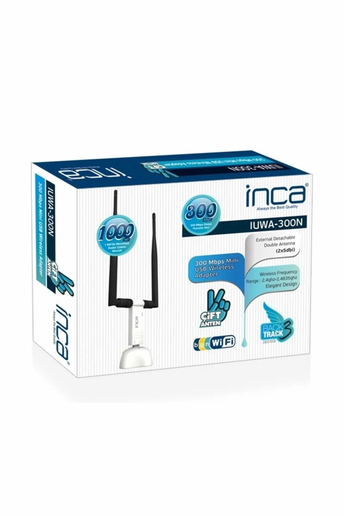 Inca IUWA-300N Wifi Anten 300MBPS 11N 10 DBİ ÇİFT ANTEN WİRELESS ADAPTÖR