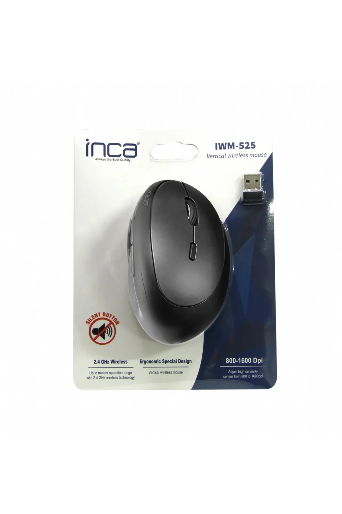 Inca İwm-525 1600 Dpi Silent 6D Siyah Sessiz Wireless Kablosuz Mouse