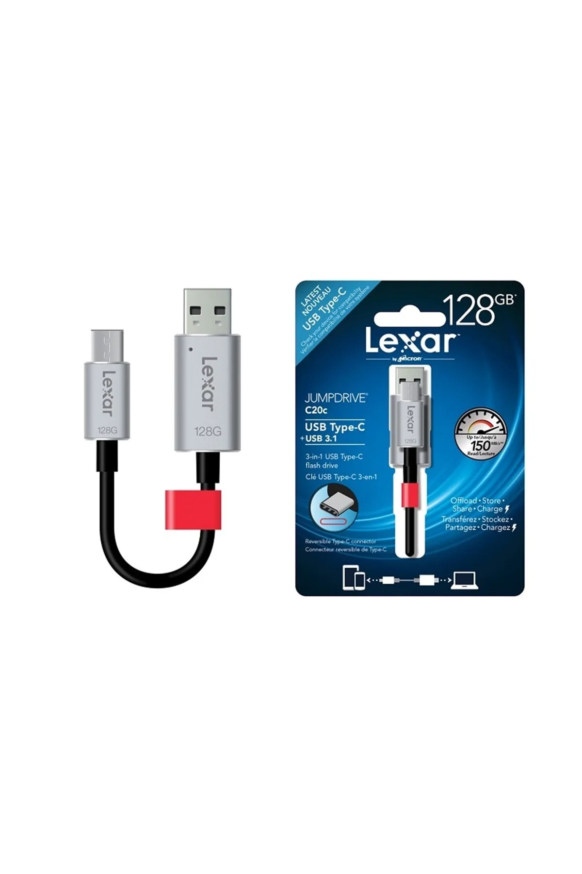 Lexar Jumpdrive C20c 128 Gb Usb Type-c 3.1 Bellek