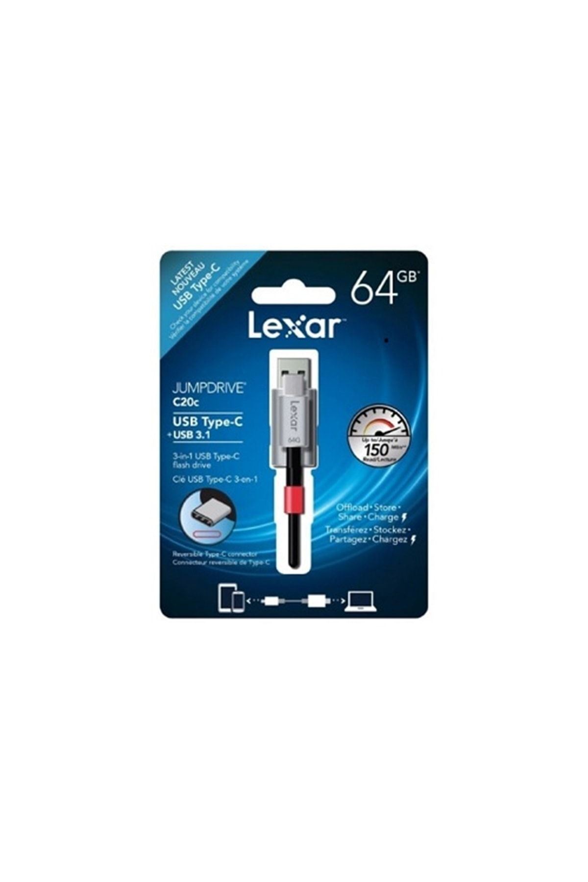 Lexar Jumpdrive C20c 64 Gb Usb Type-c 3.1 Bellek