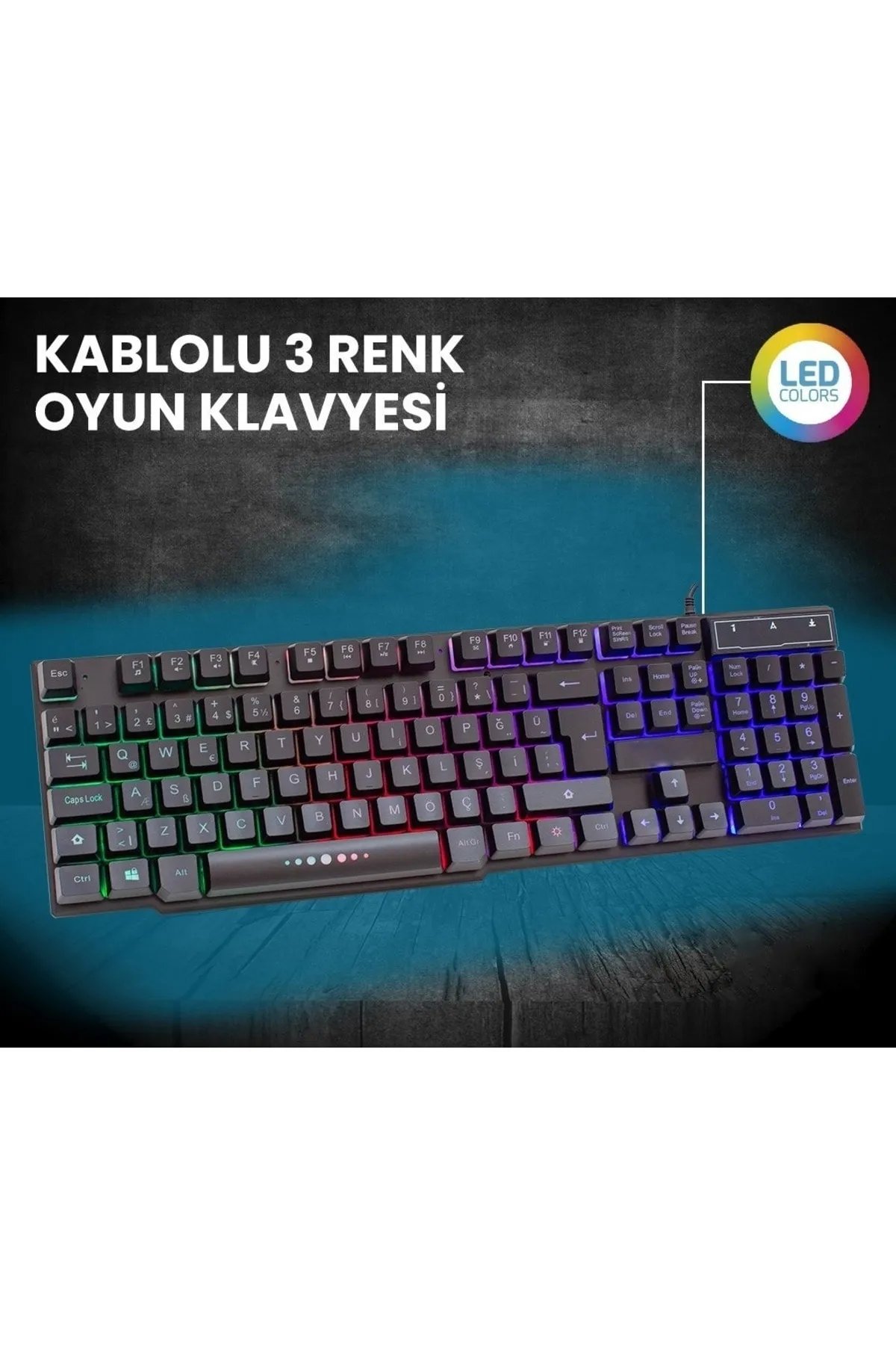 nelerbulurum Şık Tasarım Hassas Ve Sessiz Tuşlu Rgb Işıklı Kablolu Oyuncu Gamıng Klavye