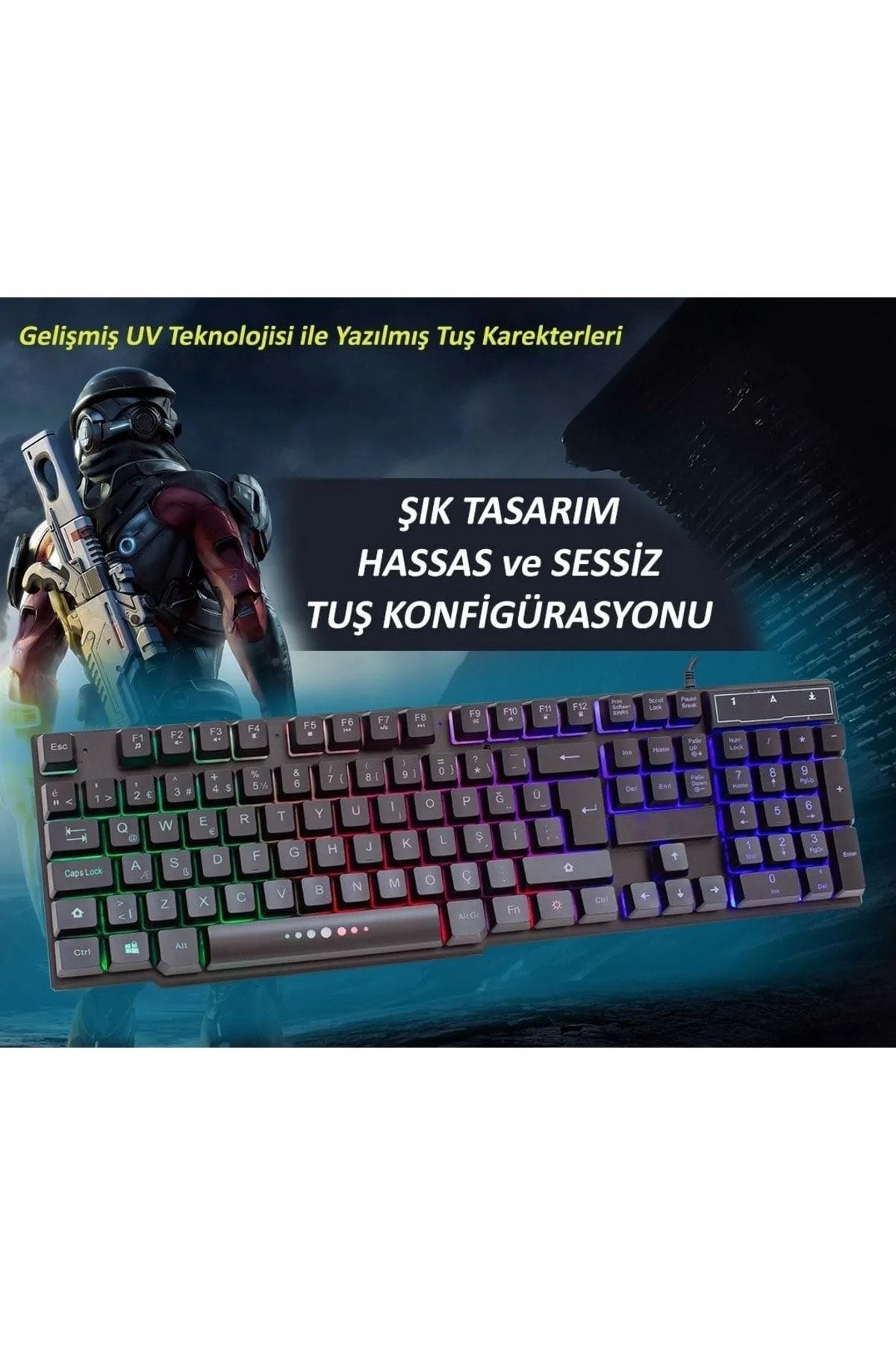 nelerbulurum Şık Tasarımlı Sessiz Tuşlu Rgb Led Işıklı Kablolu Gaming Klavye