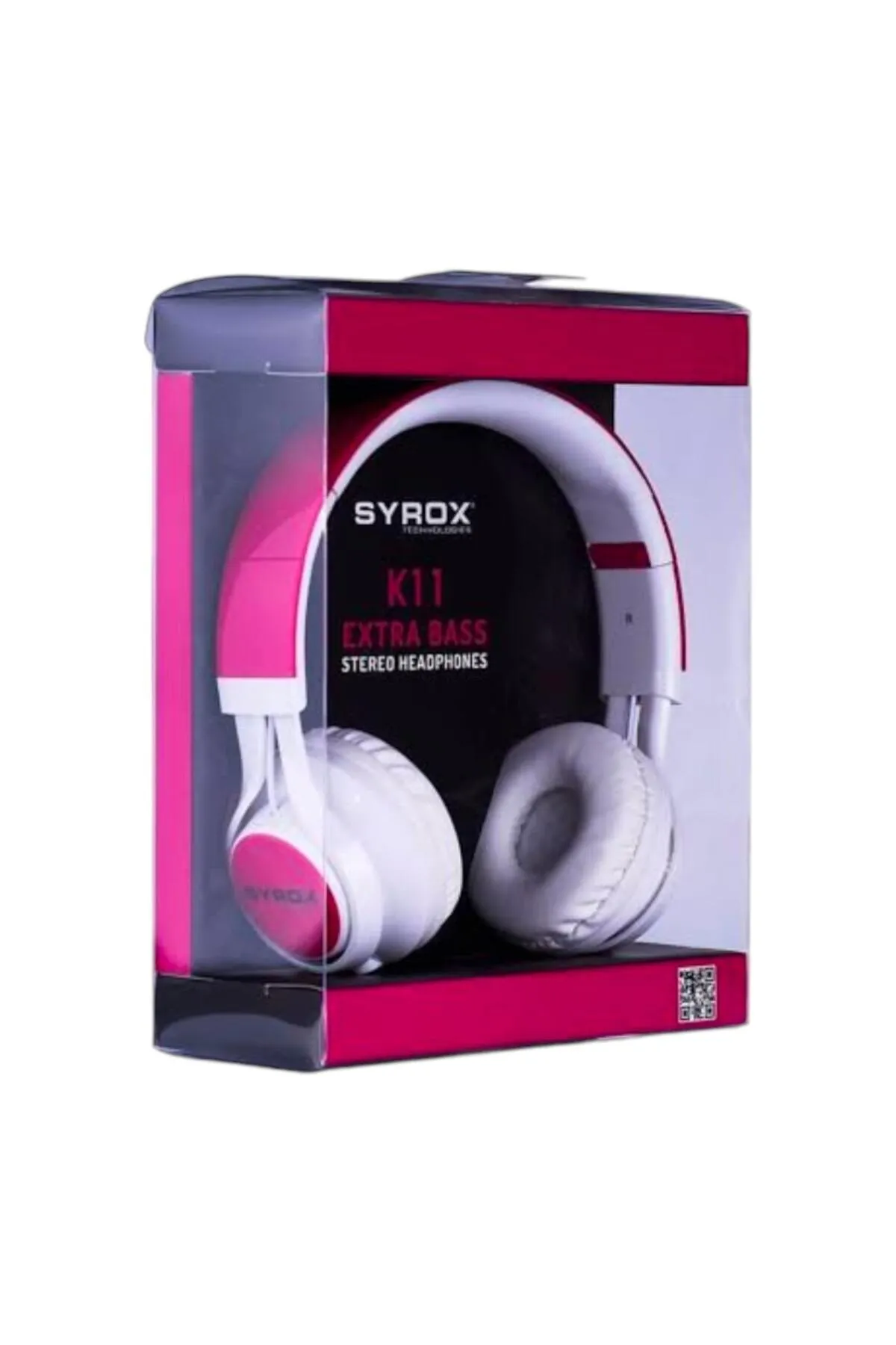 Syrox K11 Extra Bass Kulaklık Aux Mikrofon - Stereo Kablolu PEMBE