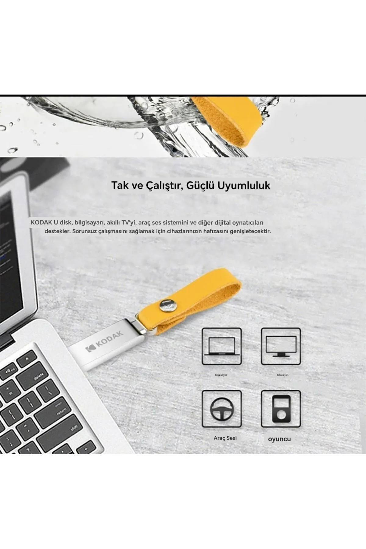 Kodak K122 128gb. Usb Flash Bellek Dönüştürücü Hediye 2.0 Sağlam Metal Orginal