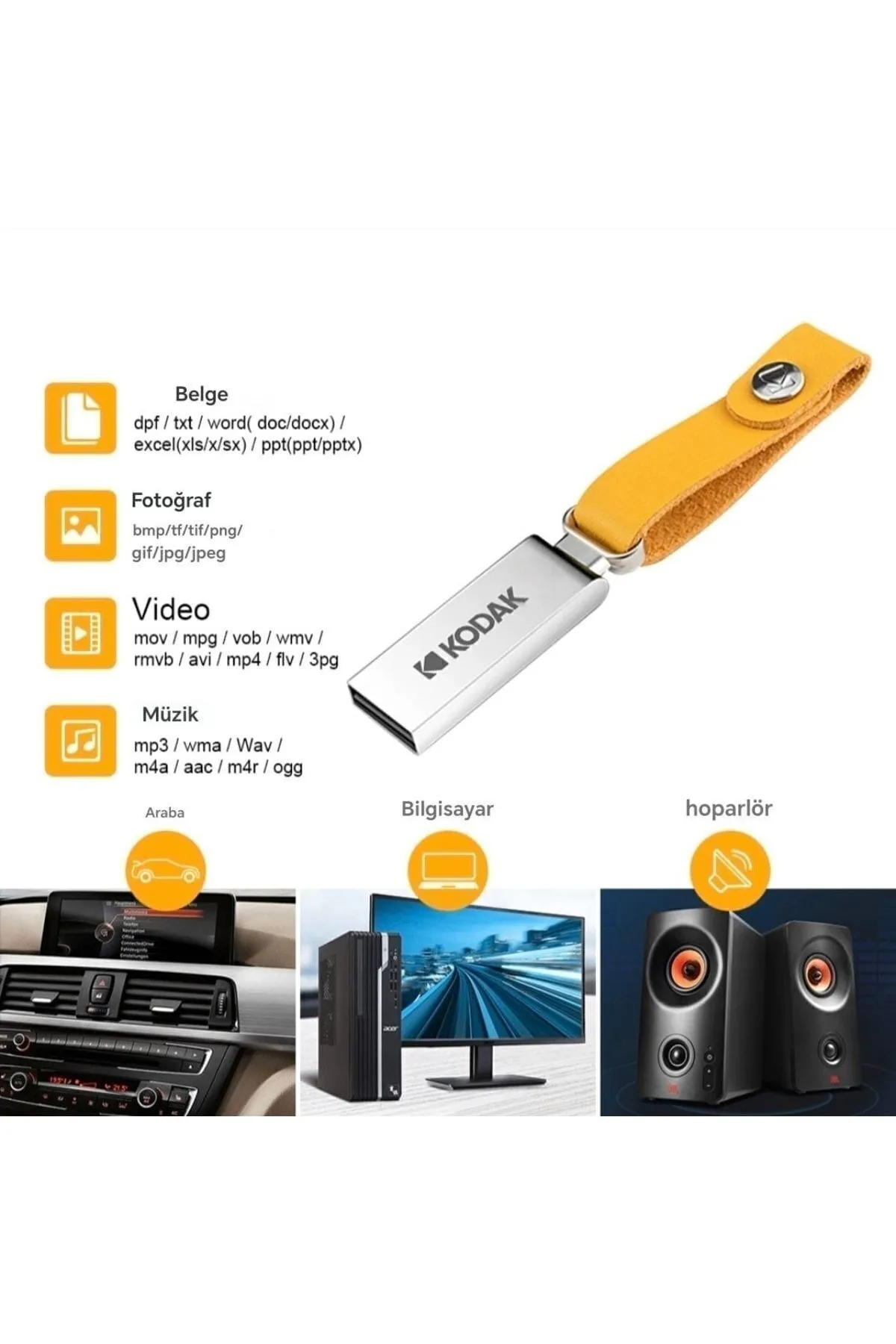 Kodak K122 128gb. Usb Flash Bellek Dönüştürücü Hediye 2.0 Sağlam Metal Orginal