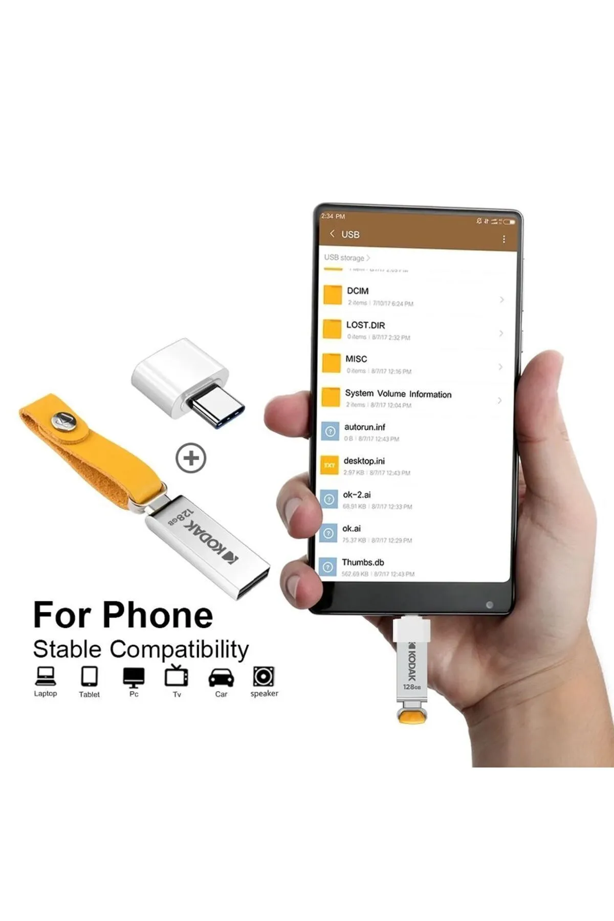 Kodak K122 128gb. Usb Flash Bellek Dönüştürücü Hediye 2.0 Sağlam Metal Orginal