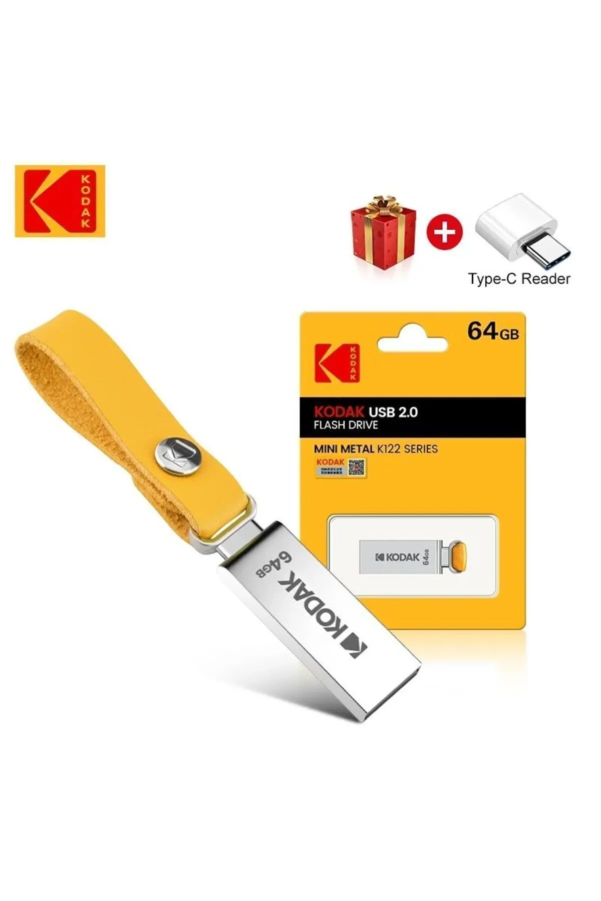 Kodak K122 64gb.usb Flash Bellek Dönüştürücü Hediye 2.0 Orginal Sağlam Metal