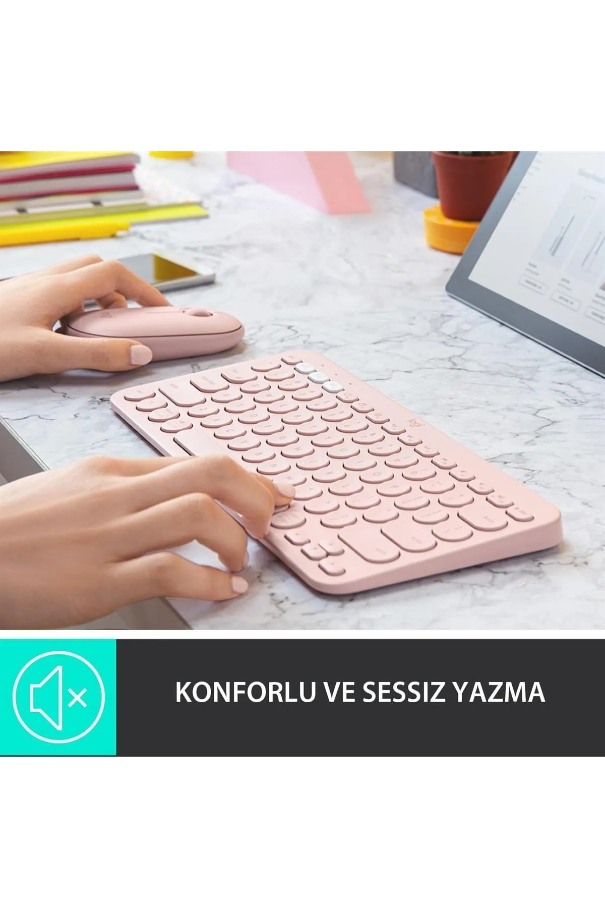 Logitech K380 Kompakt Kablosuz Bluetooth Türkçe Q Klavye - Pembe