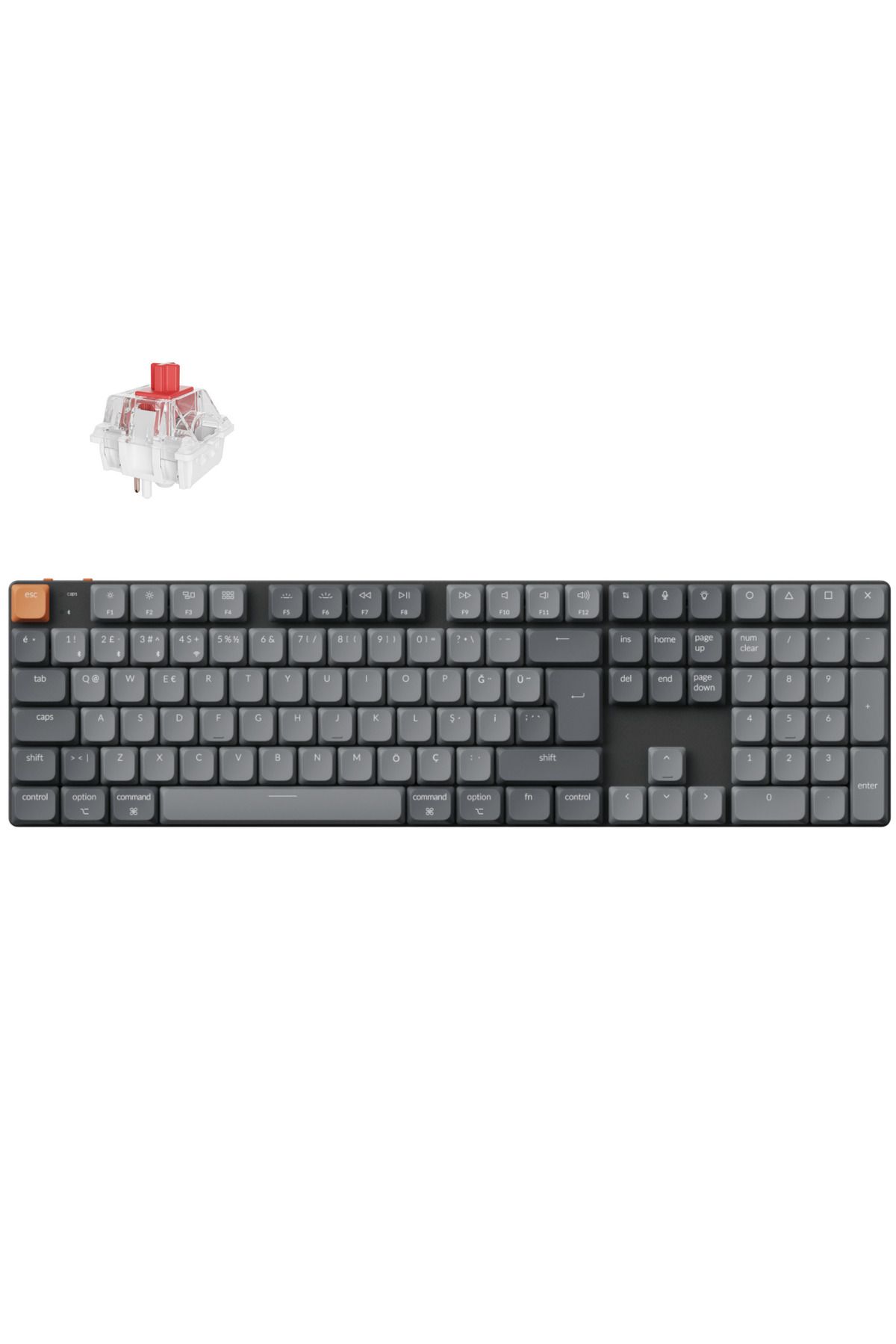 Keychron K5 Max %100 RGB Türkçe Red Switch Kablosuz Karbon Siyah Mekanik Klavye