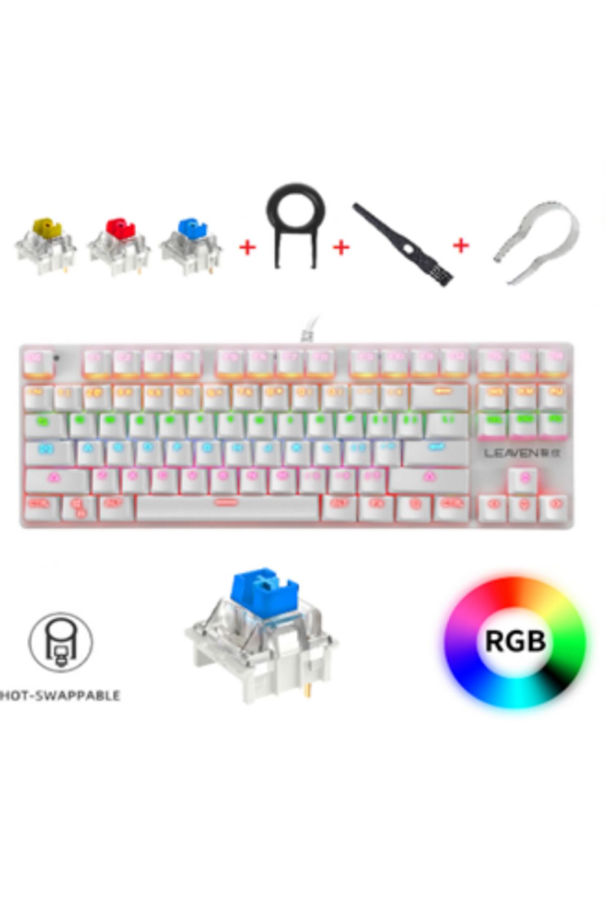 Smith K550 Blue Switch Kablolu 87 Tuşlu Rgb Red Switch Mekanik Gaming Klavyesi Oyun Oyuncu Klavye