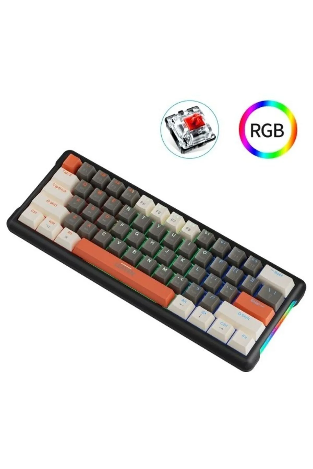 Sarftech K610 RGB Red Switch 61 Tuş Mini Gaming Oyuncu Kablolu Klavye Red Switch