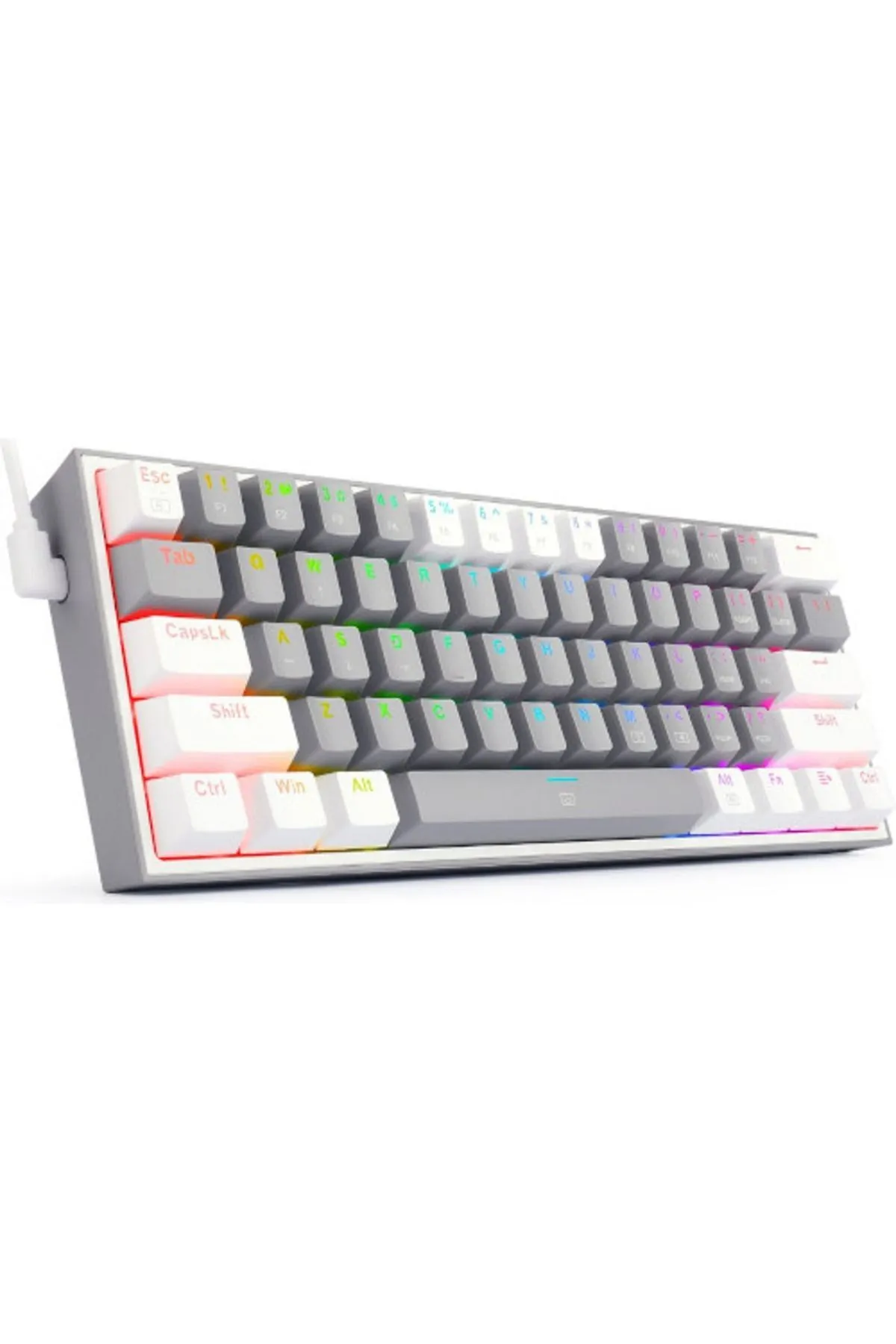 Redragon K617-rgb Fızz Rgb %60 Kablolu Mekanik Klavye, Türkçe, Red Switch, Gri/beyaz