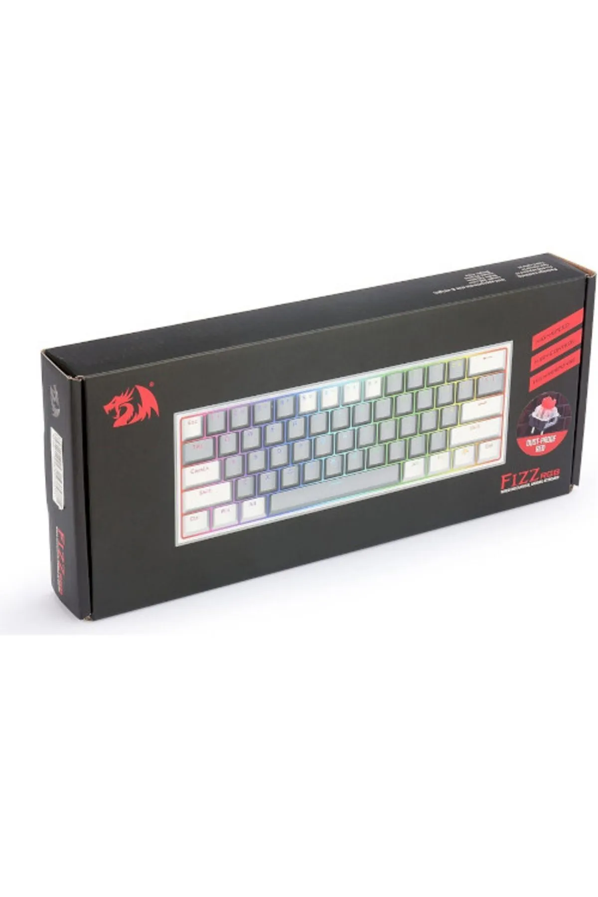 Redragon K617-rgb Fızz Rgb %60 Kablolu Mekanik Klavye, Türkçe, Red Switch, Gri/beyaz