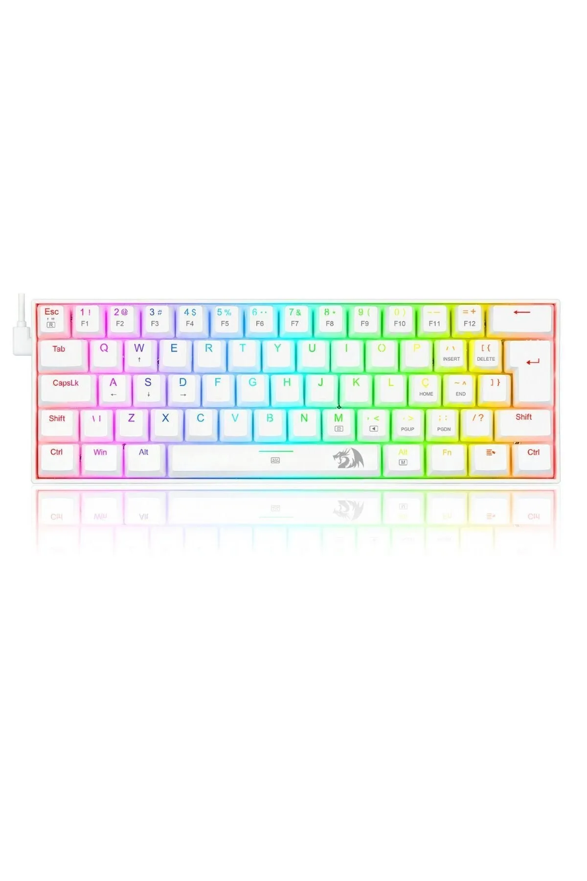 Redragon K630w-rgb Dragonborn %60 Blue Switch Beyaz Mekanik Kablolu Oyuncu Klavyesi