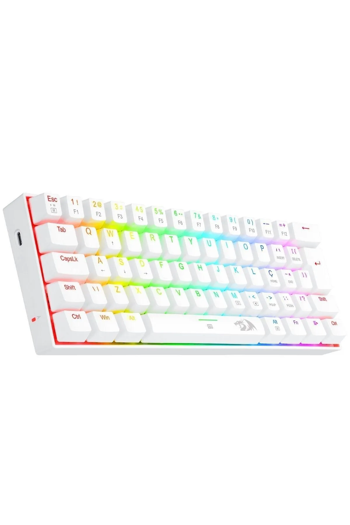 Redragon K630w-rgb Dragonborn %60 Blue Switch Beyaz Mekanik Kablolu Oyuncu Klavyesi