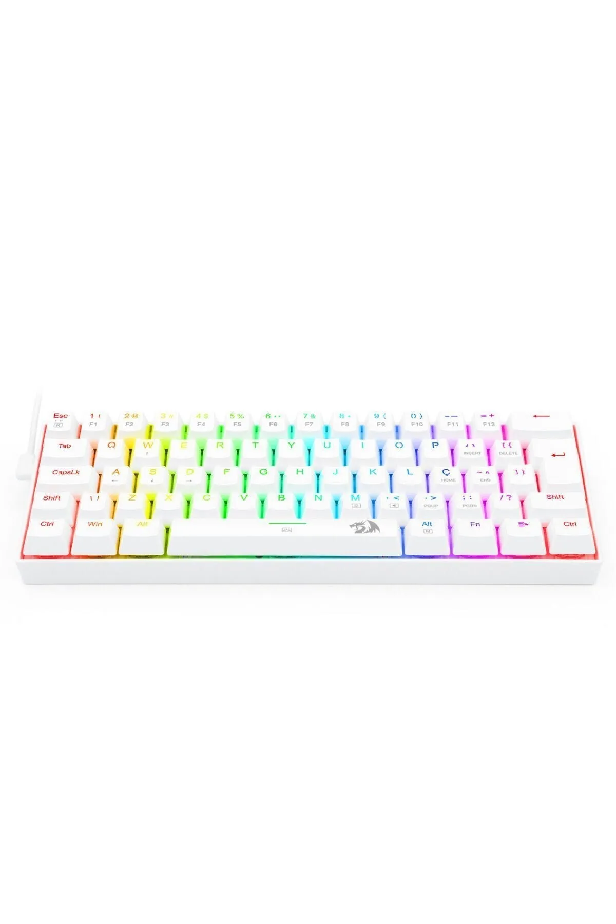 Redragon K630w-rgb Dragonborn %60 Blue Switch Beyaz Mekanik Kablolu Oyuncu Klavyesi