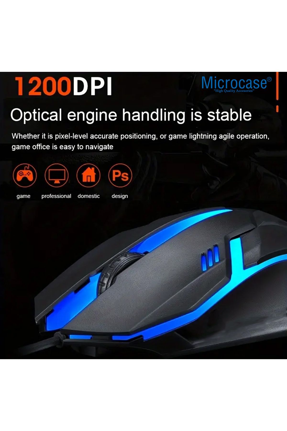 Microcase Kablolu Işıklı Gaming Oyuncu Mouse - AL4928 Uyumlu