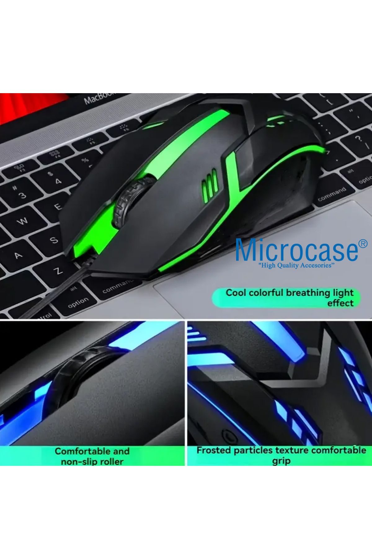 Microcase Kablolu Işıklı Gaming Oyuncu Mouse - AL4928