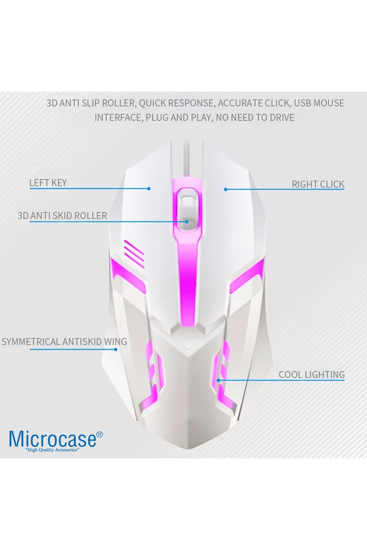 Microcase Kablolu Işıklı Gaming Oyuncu Mouse - AL4928