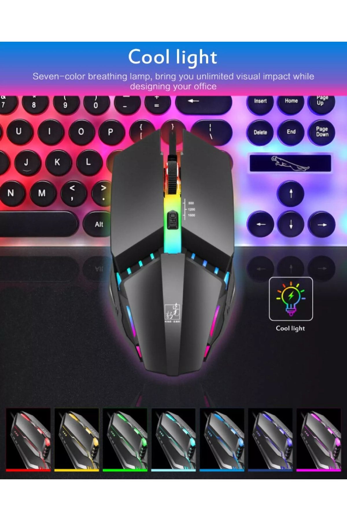 Kamardey Kablolu Profesyonel Işıklı Oyuncu Gaming Mouse 7 Renkli 1600 Dpi Modern Tasarım 431550