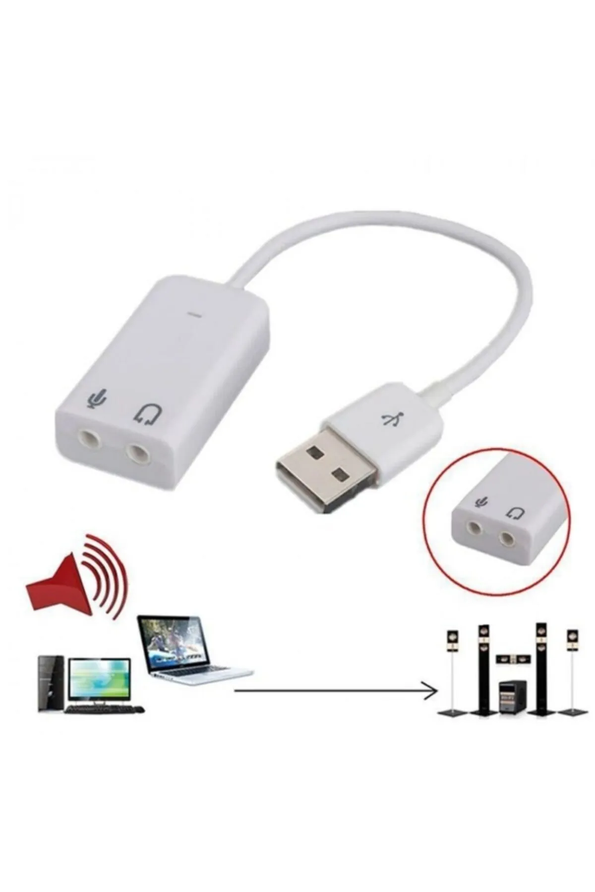 Genel Markalar Kablolu Usb Sound Card 7.1 Usb Ses Kartı 7.1 Surround Ses Çıkışlı Harici Usb Ses Kartı