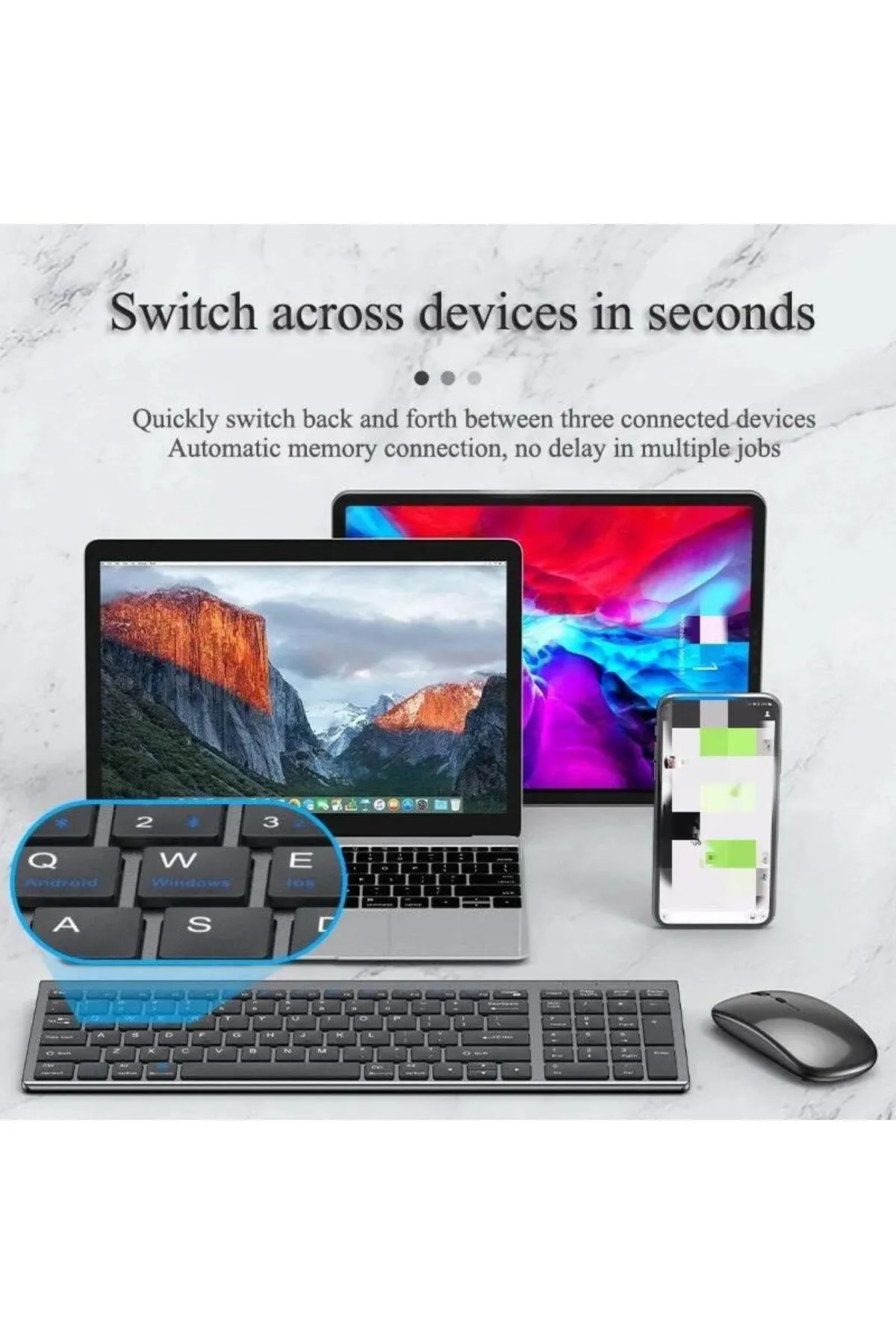 Alfa MEC Kablosuz Bluetooth klavye fare seti Gamer için iPad telefon Tablet Macbook şarj edilebilir kablosuz