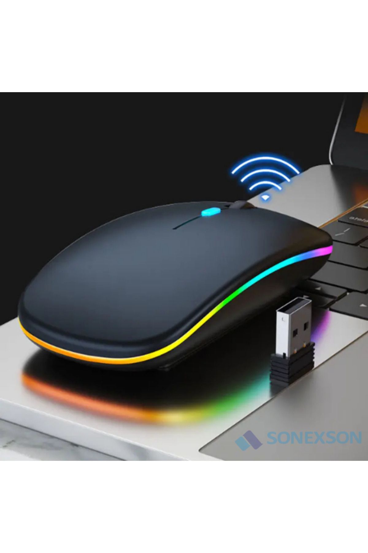 SONEX Kablosuz Bluetooth Mouse Rgb Ledli Şarj Edilebilir Sessiz Kullanım