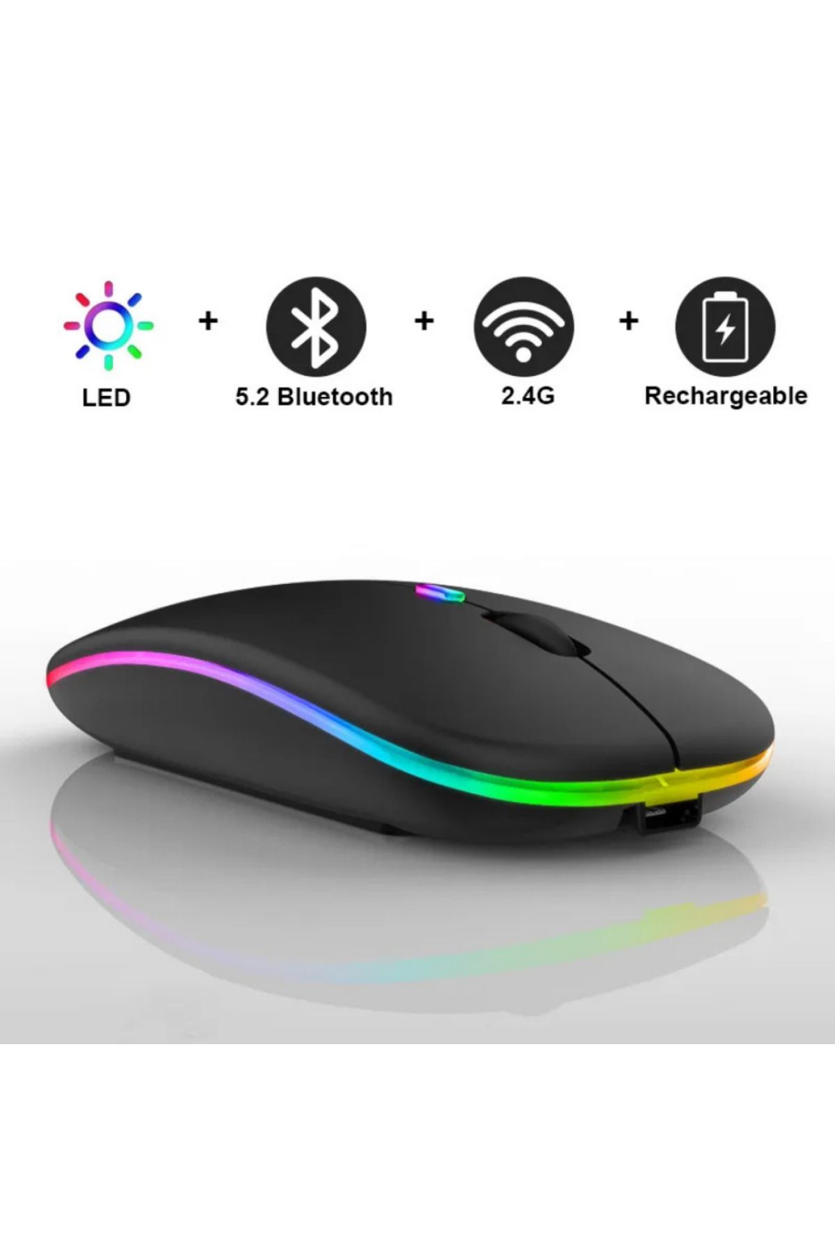 SONEX Kablosuz Bluetooth Mouse Rgb Ledli Şarj Edilebilir Sessiz Kullanım