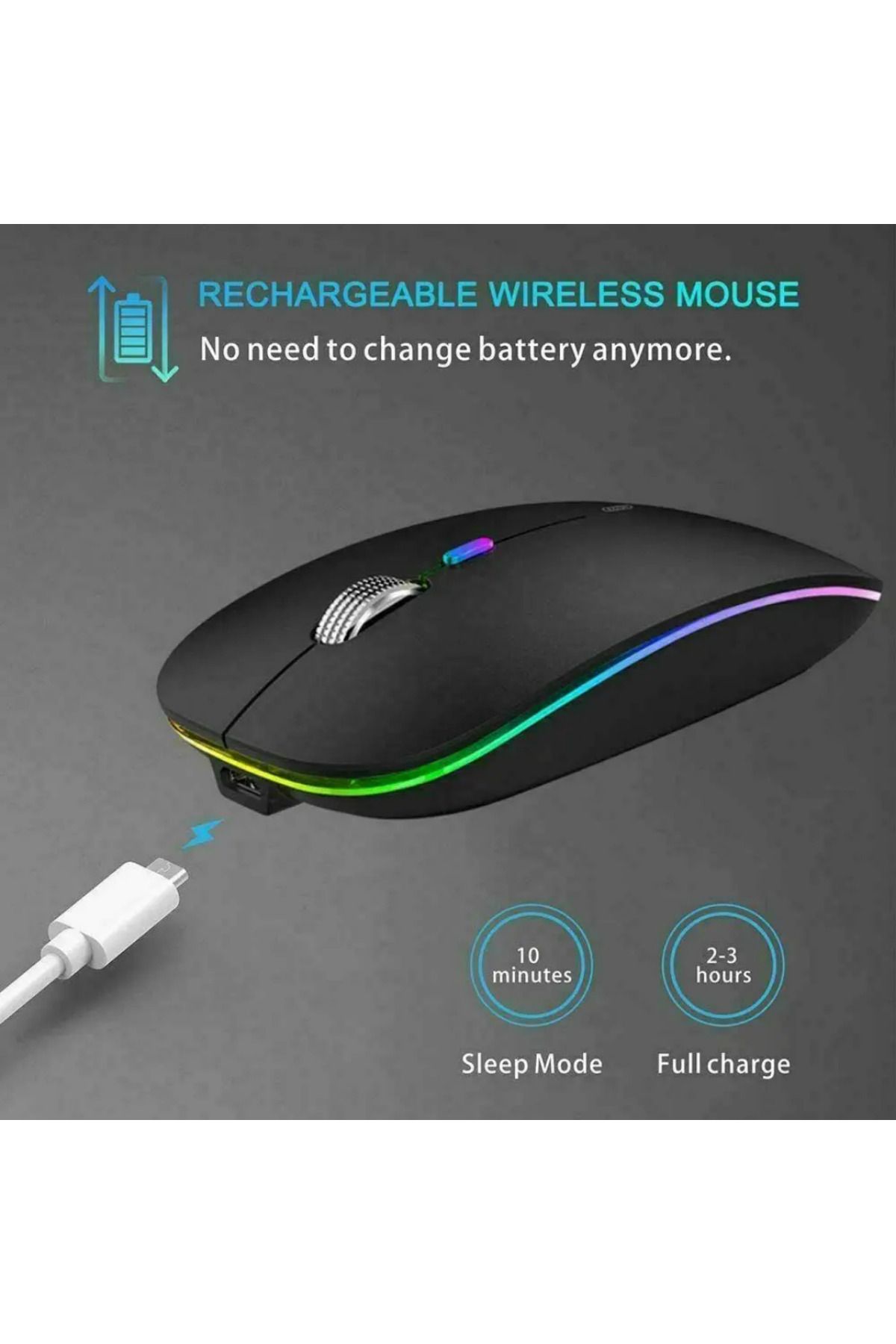 SONEX Kablosuz Bluetooth Mouse Rgb Ledli Şarj Edilebilir Sessiz Kullanım