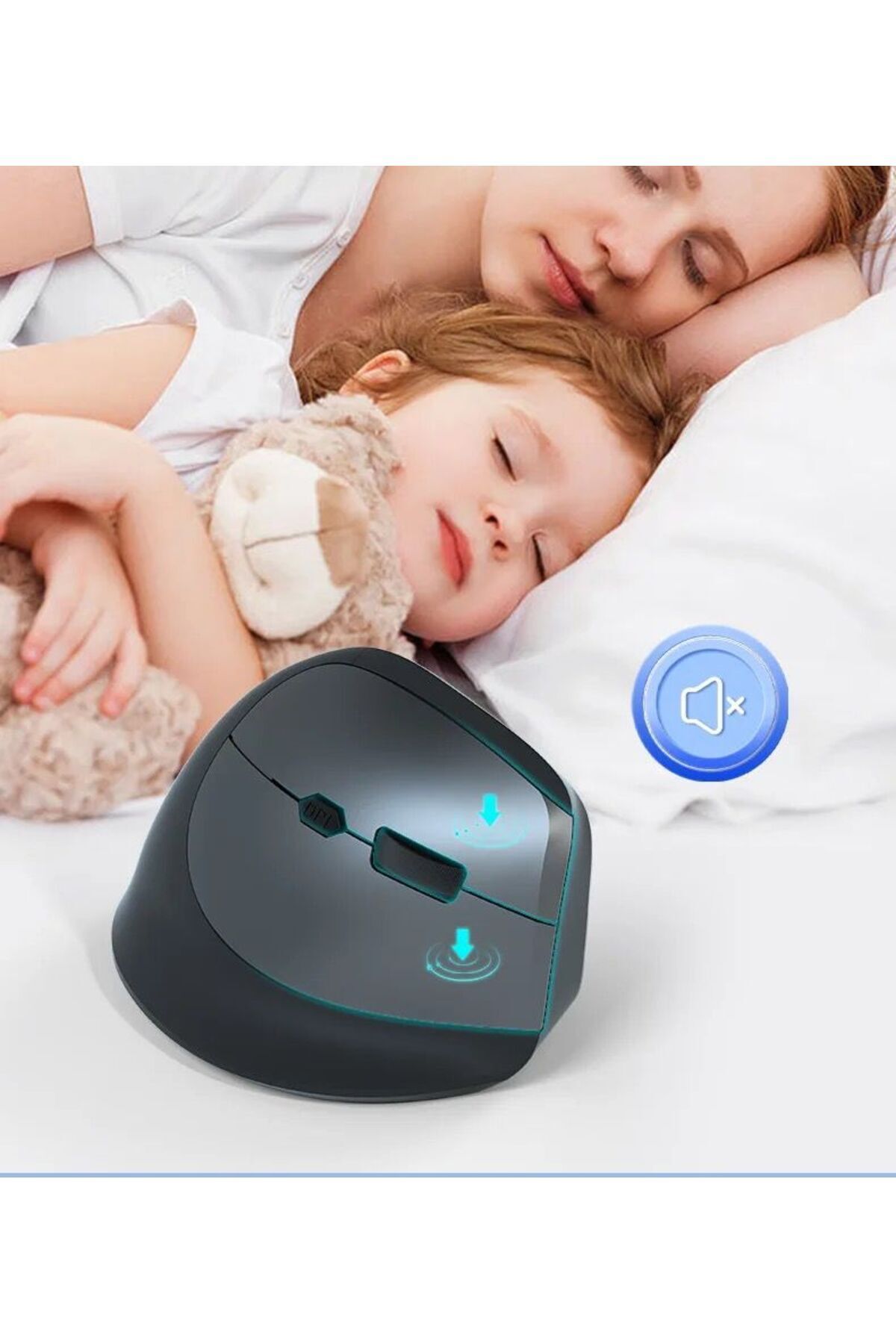 TEKNOMATİK Kablosuz Bluetooth ve Wireless Şarjlı Ergonomik Dik Mouse Fare 6 Tuşlu