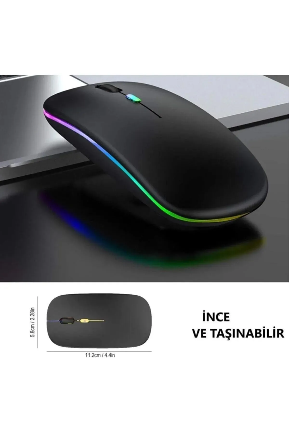 Osqar Kablosuz Fare Wireless Mouse 4 Tuşlu Renk Sessiz Şarj Edilebilir Dpı Kontrol