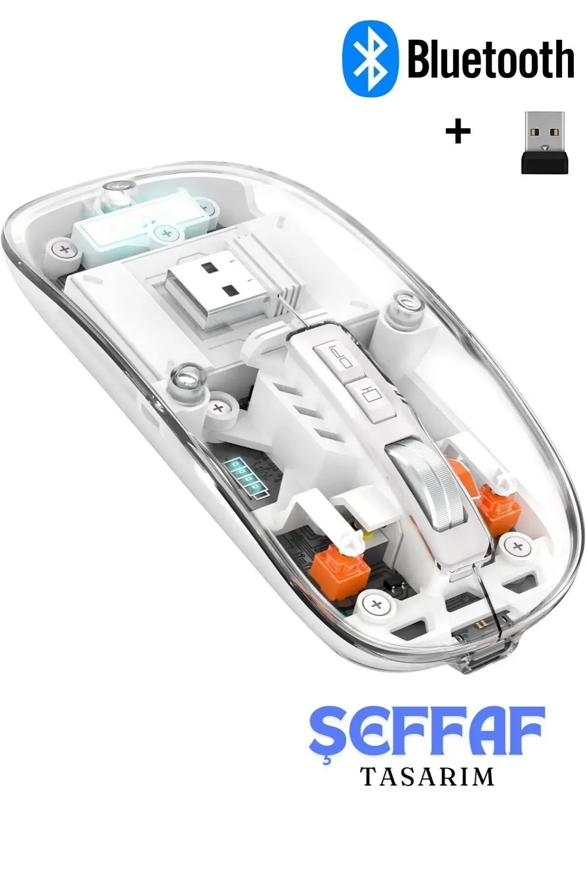 Abbruch Kablosuz Fare Wireless Optik Mouse 5 Tuşlu Çift Modlu Usb 2.4g Sessiz Şarj Edilebilir Dpı Kontrol