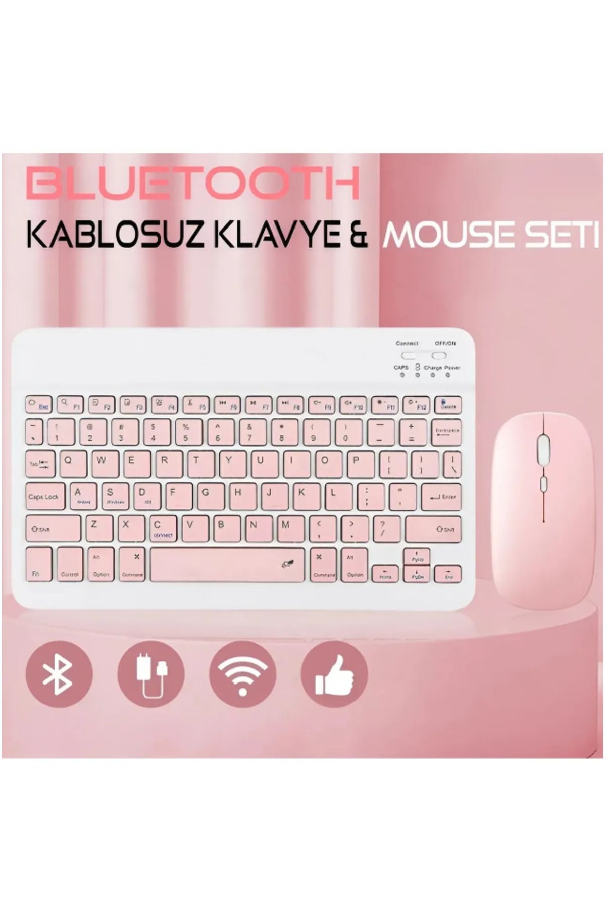 qasul Kablosuz Klavye Ve Mouse Seti Bluetoothlu Şarj Edilebilir Windows İos Android Telefon Tablet Uyumlu