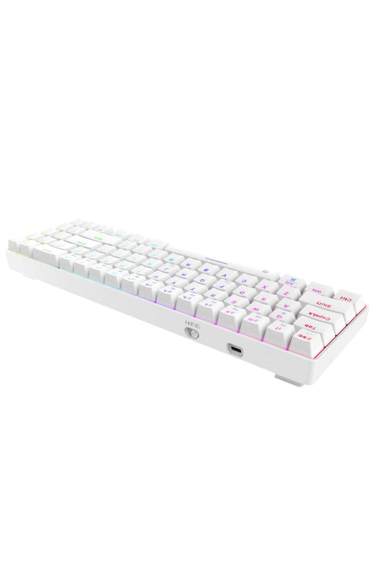 DAREU - Kablosuz Mekanik Oyuncu Klavyesi- (BT+2.4G+Kablolu ) - HOTSWAP - RGB - Red Switch-Beyaz