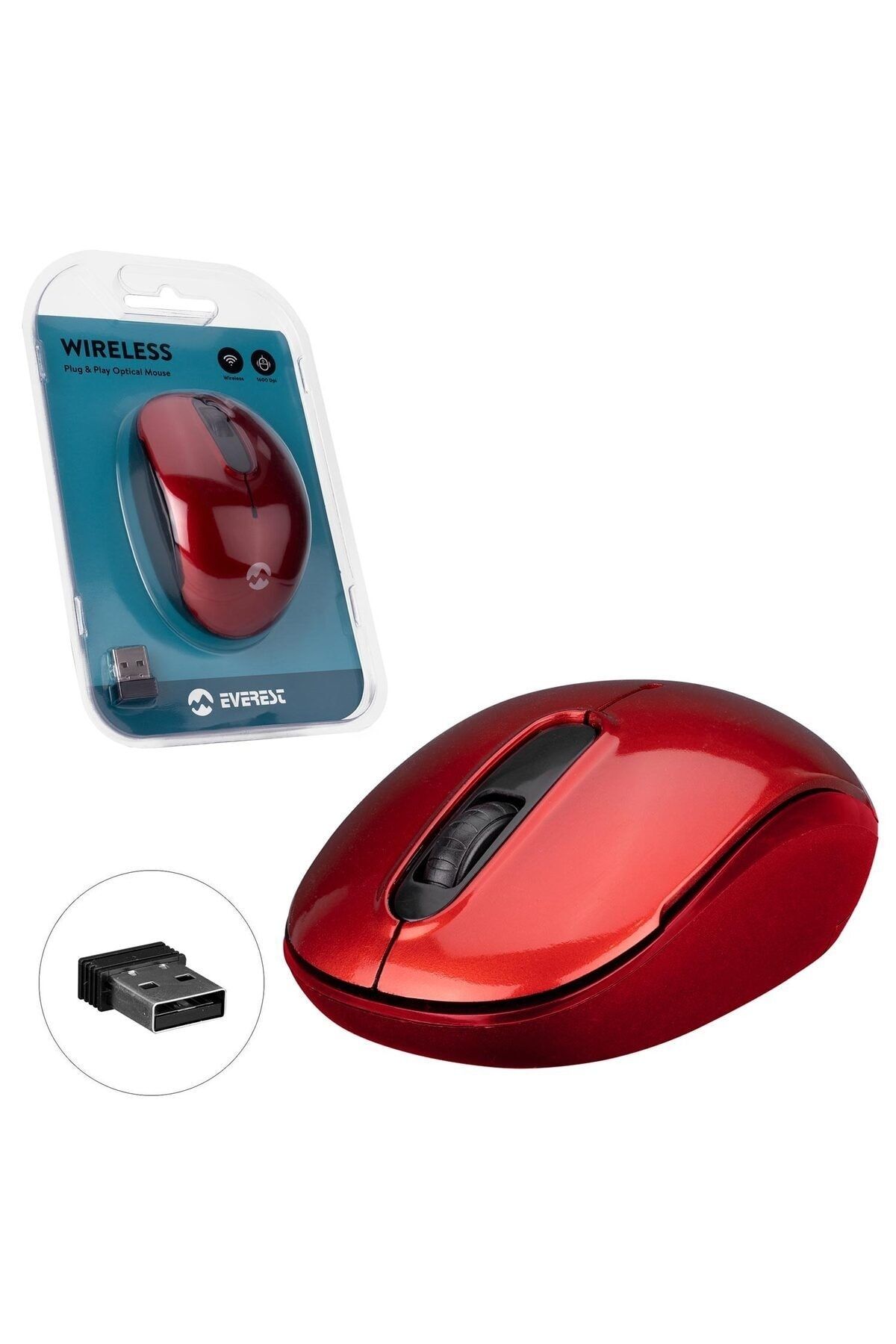 Everest KABLOSUZ MOUSE 2.4GHZ 1500DPI KIRMIZI EVEREST SMW-666