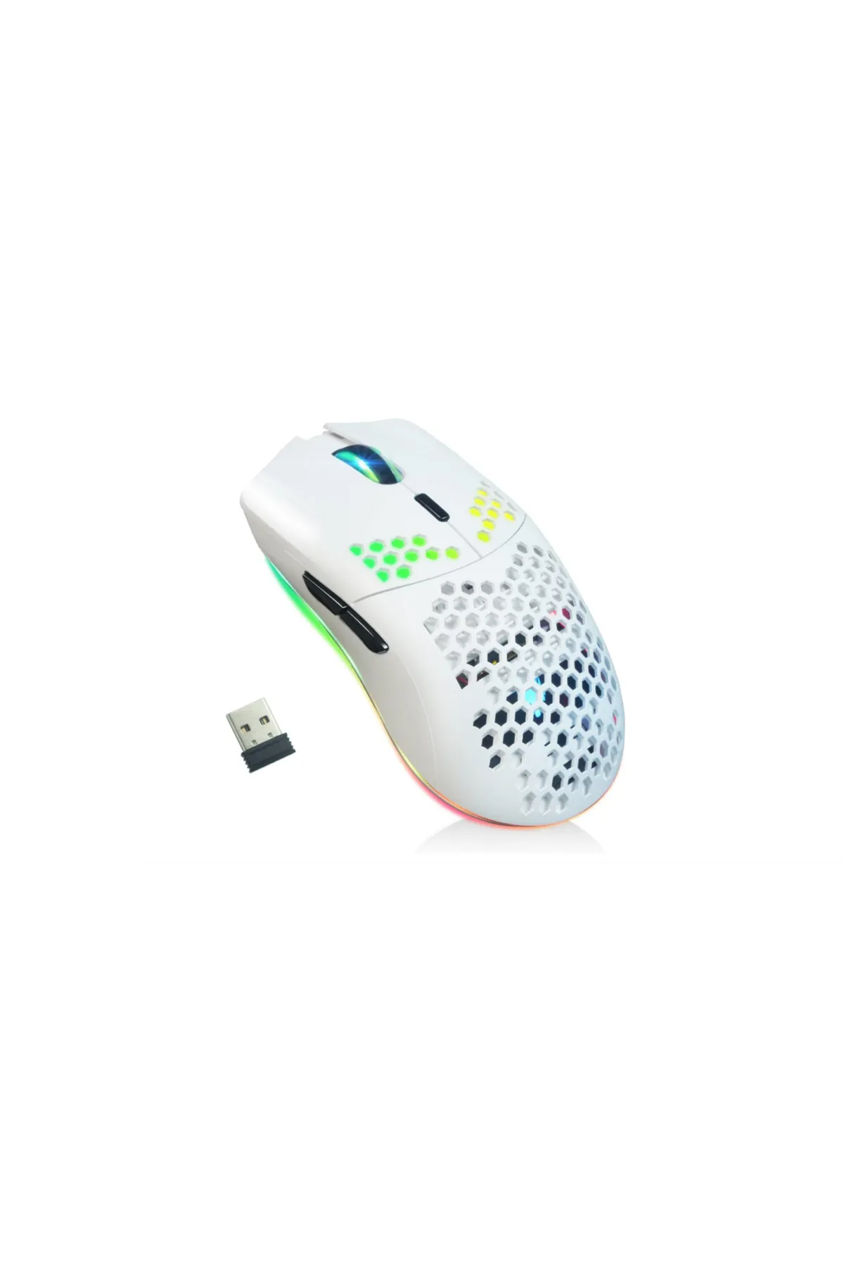 XUNFOX Kablosuz Oyuncu Mouse 2.4G Süper Hafif Petek Kabuğu Ergonomik RGB Fare